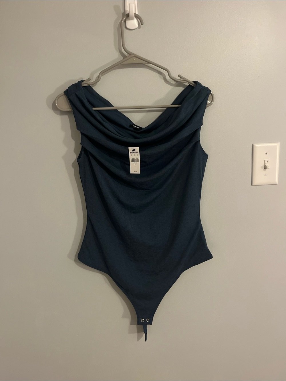 Express Navy Cowl Neck Bodysuit